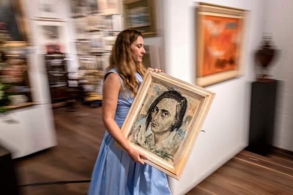 Clifton Pugh’s portrait of the young Barry Humphries sold for $36,000 under the hammer. 