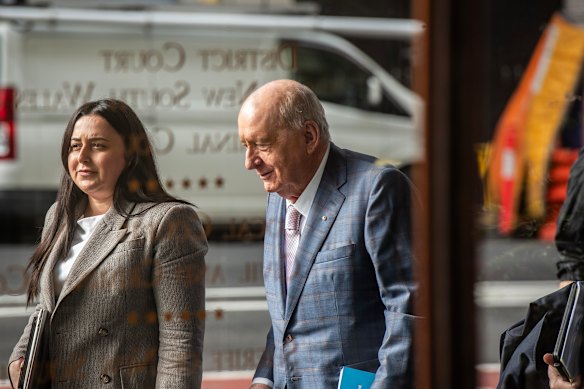 Alan Jones arrives at court on Tuesday.