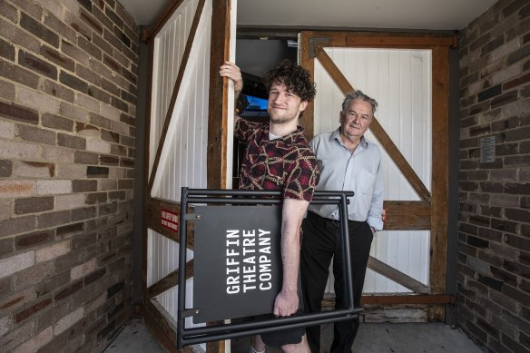 Declan Greene and Louis Nowra at Griffin Theatre’s home, the SBW Stables Theatre.