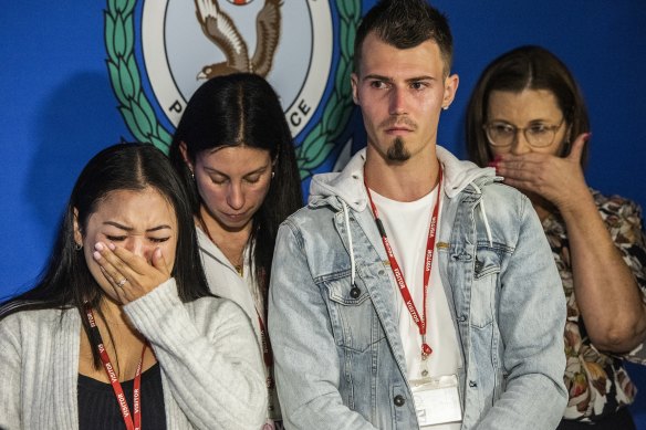 Dianne Zrinski, left, and Matthew Zrinski, centre, were married and had their first baby only months after Jessica’s disappearance.