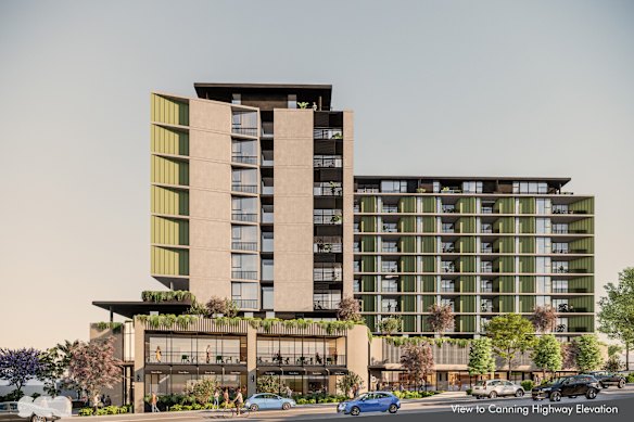 An artist impression of the $93 million development application for the former Leopold Hotel in Bicton.