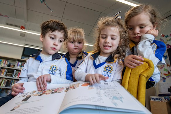 St Luke’s Grammar School students Felix, Indiana, Mia, and Sally working on core skills that will support their learning in future years.