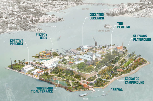The draft concept plan for Cockatoo Island.