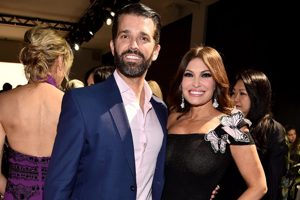 Donald Trump jnr and his girlfriend and Trump fundraising official Kimberly Guilfoyle last year.