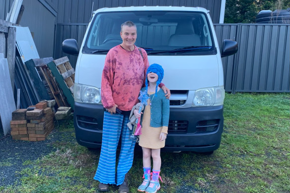 Jacq Gallagher, her great-niece Olive, and her van, Eileen, which became home for the 54-year-old woman.