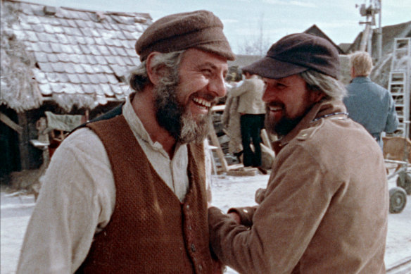 Director Norman Jewison, right, and Israeli actor Topol, who played protagonist Tevye.