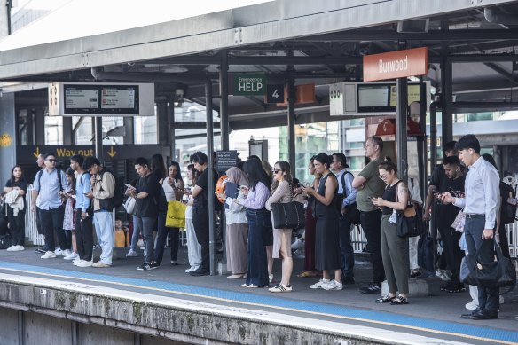 Commuters faced long waits for trains on Wednesday due to delays and cancellations.