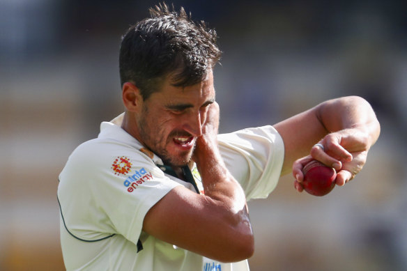 Mitchell Starc during India’s remarkable win at the Gabba in 2021.