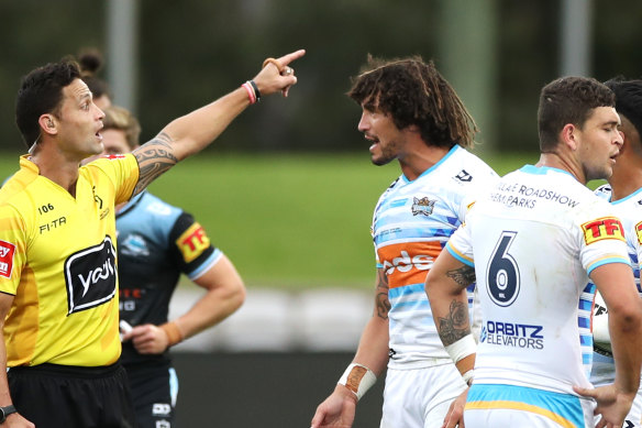 You're off ... Henry Perenara sends Kevin Proctor on his way.