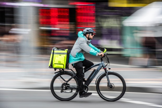 Delivery rider on e-bike
