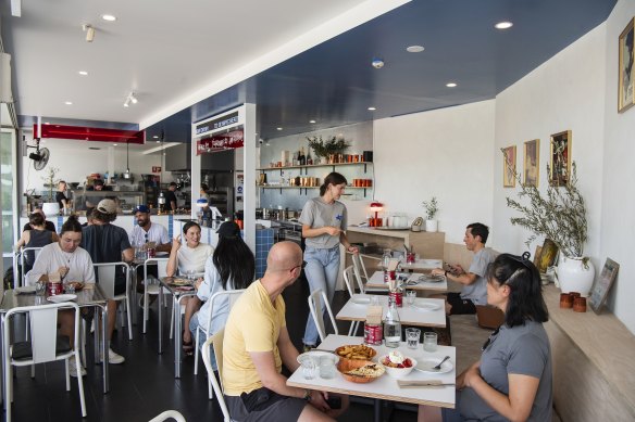 The dining room at Olympic Meats. 