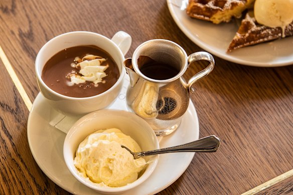 French-style hot chocolate with whipped cream.
