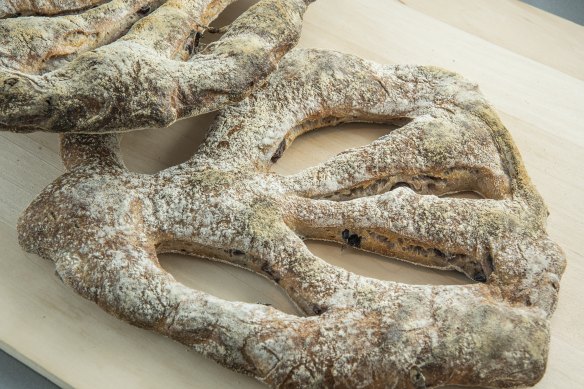 Olive fougasse bread.