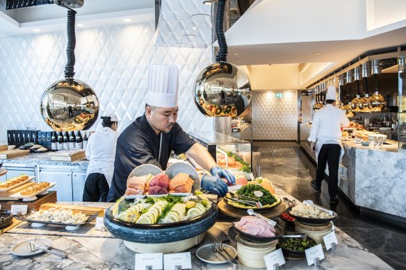 A chef prepares for another full served at Epicurean.