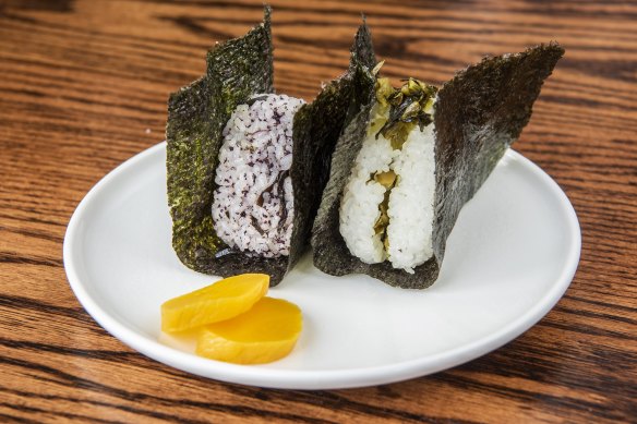 Takana and shiso onigiri.