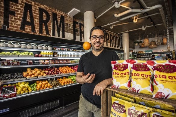 Co-founder Peter Varvaressos at Greens Supermarket in Newtown.