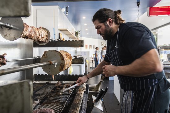 Timothy Cassimatis at his Greek grill house Olympic Meats.
