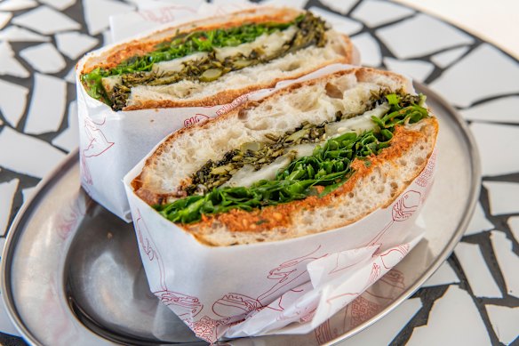The roast broccolini sandwich.