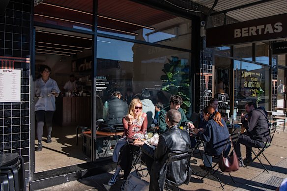 Outside Bertas deli.
