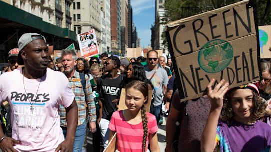 Greta Thunberg in a climate strike in New York in September.
