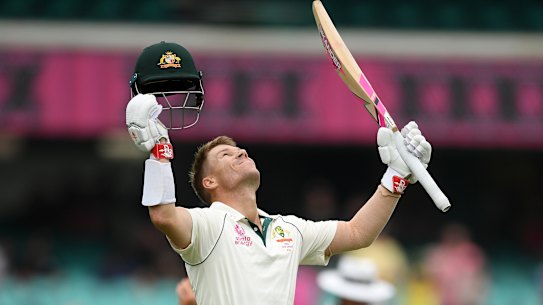 David Warner brings up Test match century No.24 at the SCG. 