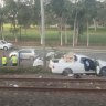 Ute crash onto train corridor causes delays, bus breakdown forces commuters to walk