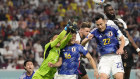 Germany’s Antonio Ruediger, top right, heads the ball past Japan’s Maya Yoshida, Japan’s Takehiro Tomiyasu and Japan’s goalkeeper Shuichi Gonda.