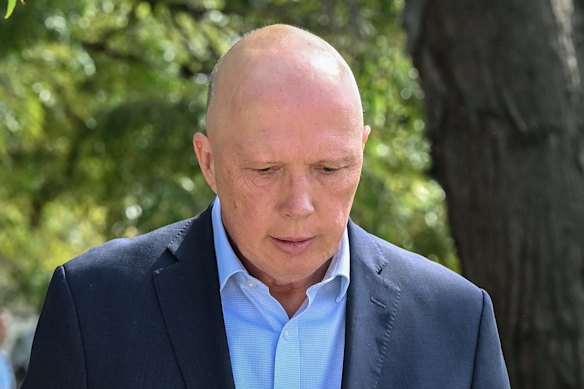 Liberal Opposition Leader Peter Dutton in Aston last month February 