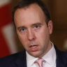 Britain's Health Secretary Matt Hancock announces more restrictions related to the pandemic.