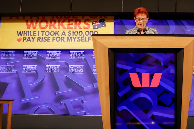 One Nation Leader Senator Pauline Hanson at the National Press Club.