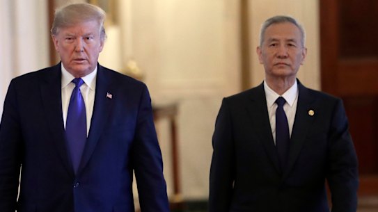 President Donald Trump and Chinese Vice Premier Liu He signed a trade deal.
