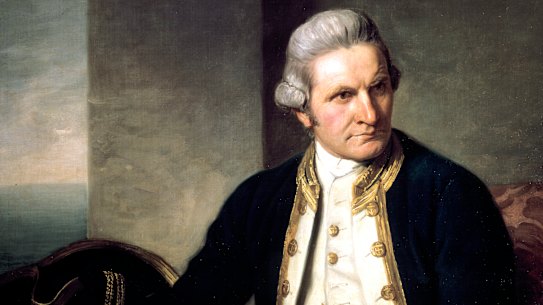 A painting of Captain James Cook in his naval uniform from the National Maritime Museum in Greenwich, London. 