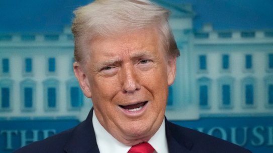 Donald Trump delivers a news conference at the White House.