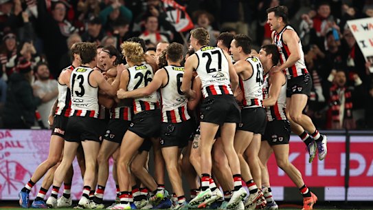 The Saints swamp Nasiah Wanganeen-Milera.