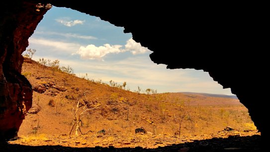 View from the openings of the excavated rock shelters in Eastern Guruma country.