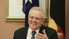 Prime Minister Scott Morrison during a Virtual Summit with PNG leader James Marape on  Wednesday.
