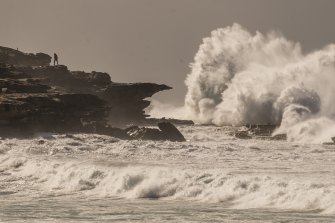 Large waves at Maroubra Beach on Saturday.