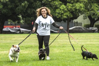 Sydney lord mayoral candidate Yvonne Weldon wants to make the city even more accessible for pets, such as her family dogs Trigger the English bulldog, Narla the French bulldog and Blaze the dachshund. 