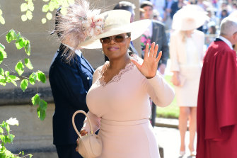 Oprah at the couple’s royal wedding in 2018. 