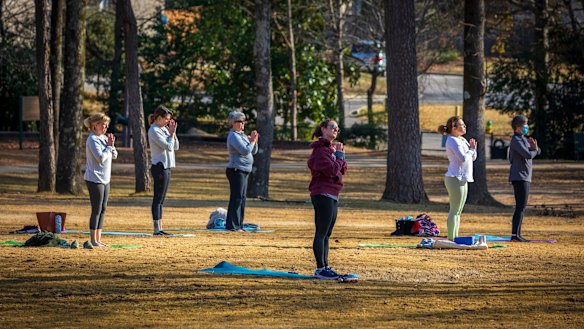 A yoga class in Birmingham, Alabama. 