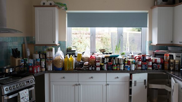 Supplies stockpiled at Nevine and Richard Mann's home in Cornwall.