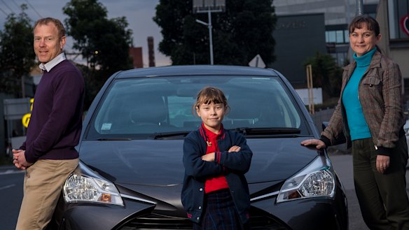 The Lawrence family has no regrets about abandoning car ownership. Pictured are  Jeremy, Saskia and Alyson.