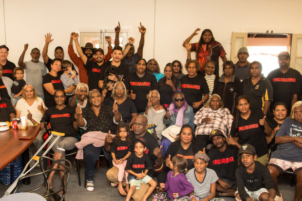 Members of the Yindjibarndi Aboriginal Corporation celebrate their legal victory over Fortescue in 2020.