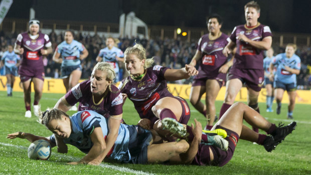 Action from last year's Women's State of Origin at North Sydney Oval.