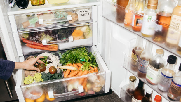 Dianna Cohen's refrigerator is filled with plastic-free packages