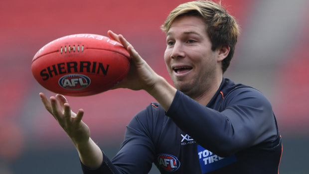 Comeback: Toby Greene has returned to training after losing almost three months to injury.