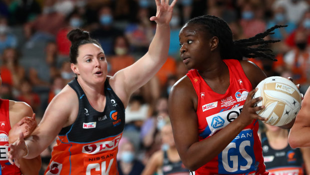 Sam Wallace controls the ball at Nissan Arena in Brisbane.