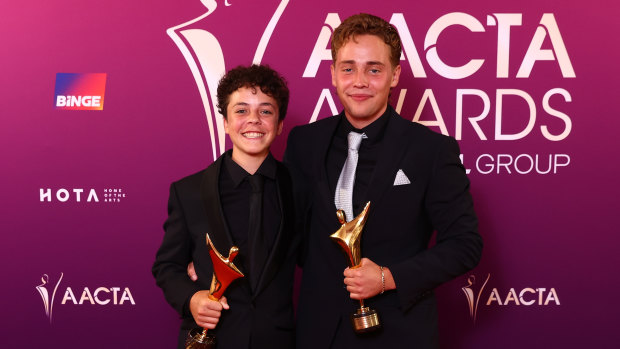 Winners: Felix Cameron and Lee Tiger Halley who played teenage brothers in Boy Swallows Universe.