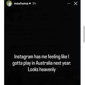 Max Homa’s post about the Australian Open.