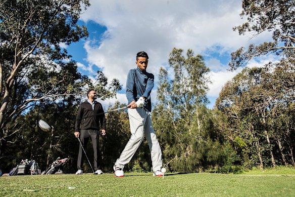 Aryan Krishan and his father, Sanjay, have started playing golf together during year 12.